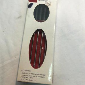 BAKELITE HANDLES Vintage Set (6) Fondue Forks STAY COOL HANDLES